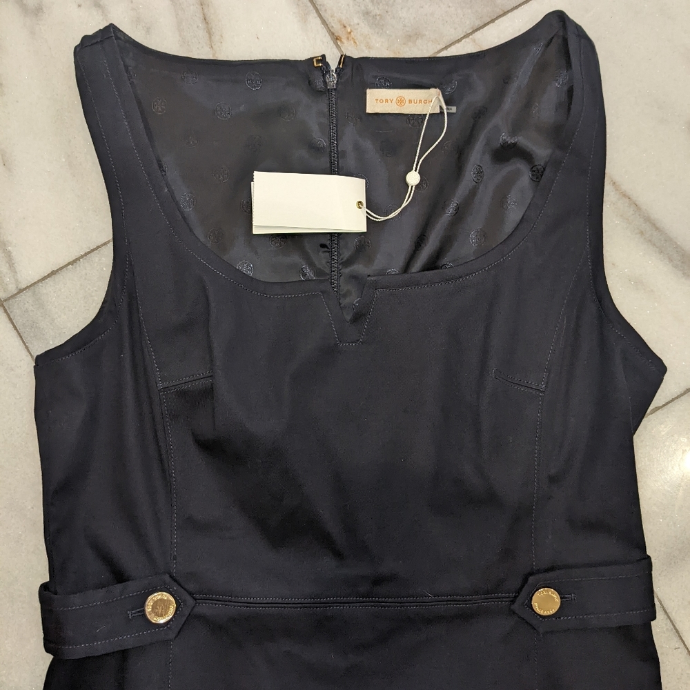 Tory Burch Navy Gold Button Wool Blend